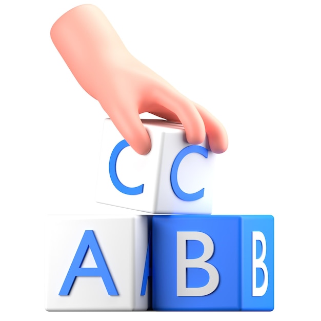 PSD hand hold abc blocks onderwijs 3d