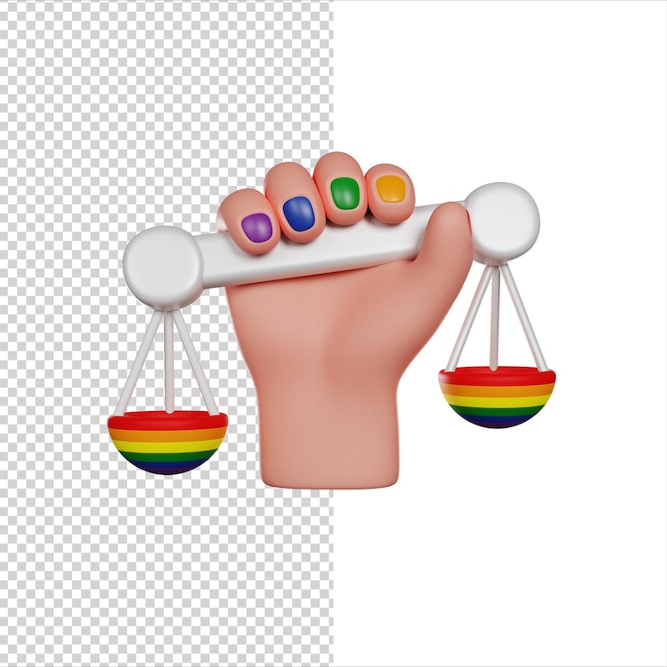 PSD 手はスケール プライド月間人権社会正義 3 d レンダリング アイコンを保持します。