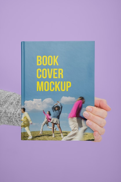 PSD hand holding  book mockup