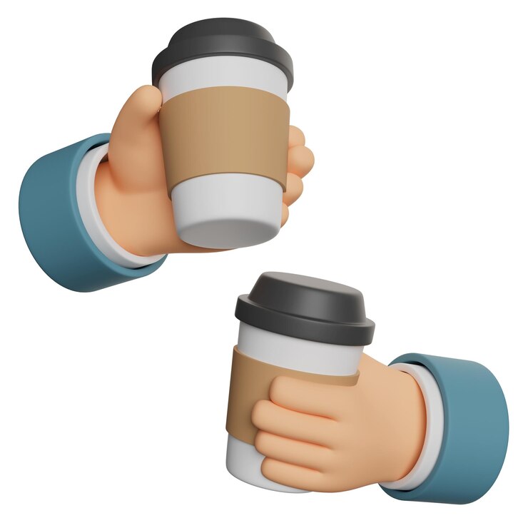 PSD 3d-икона с кофе в руке