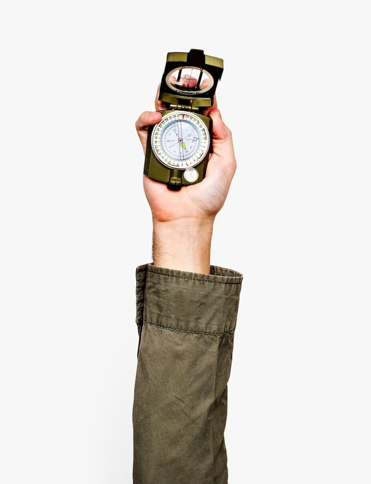 PSD hand holding compass