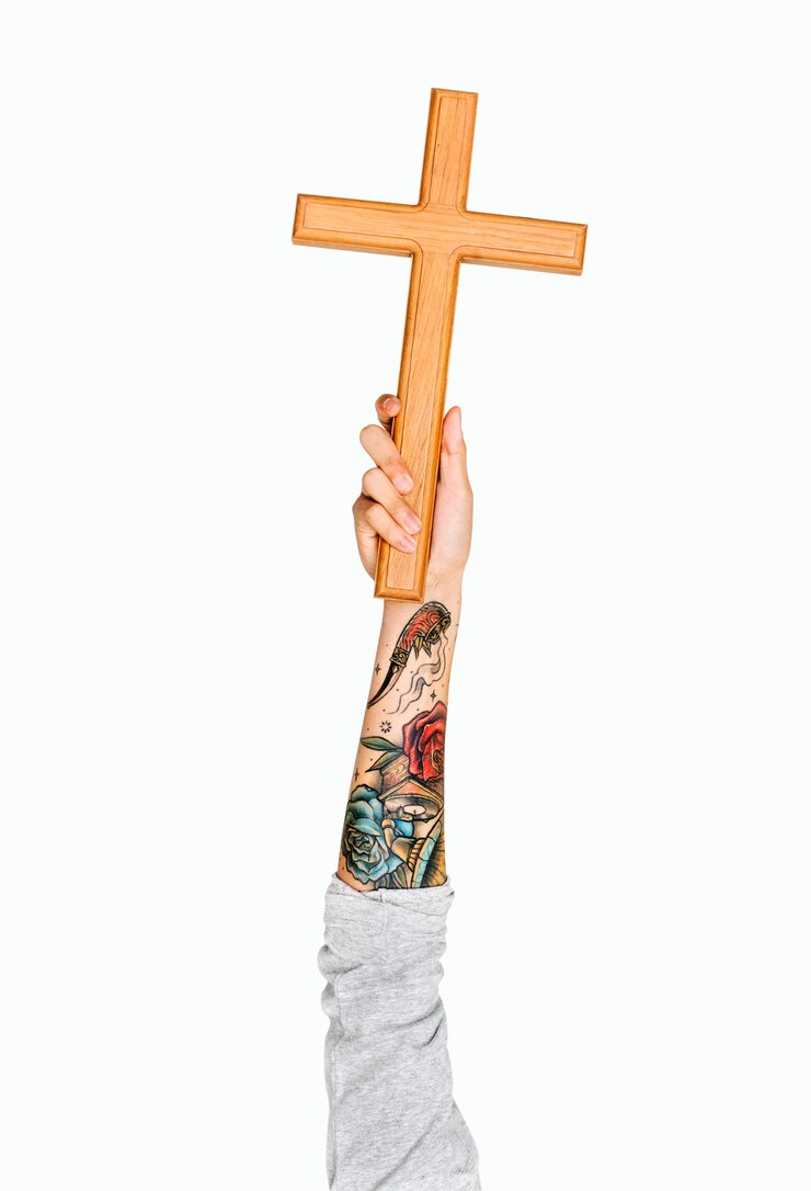 PSD hand holding cross