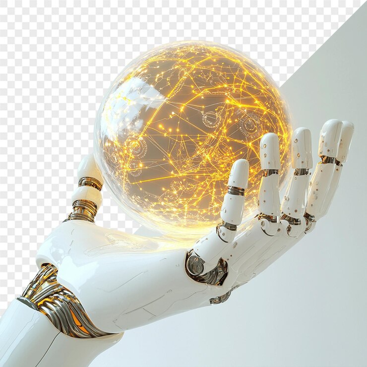 PSD a hand holding a globe with a transparent ball and the word human on it
