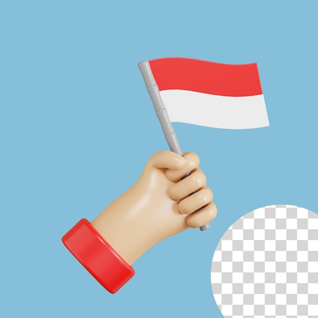 PSD インドネシアの国旗を握る3dイラスト