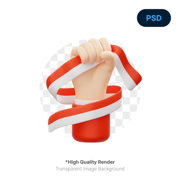 Hand holding the indonesian flag 3d icon premium psd