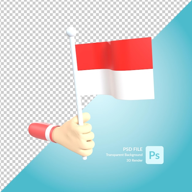 hand holding indonesian flag 3d illustration rendering