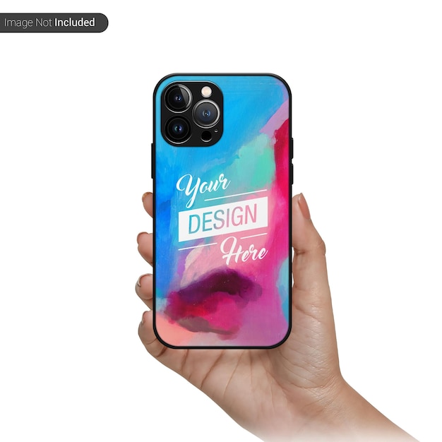 Hand holding iphone 14 pro case mockup