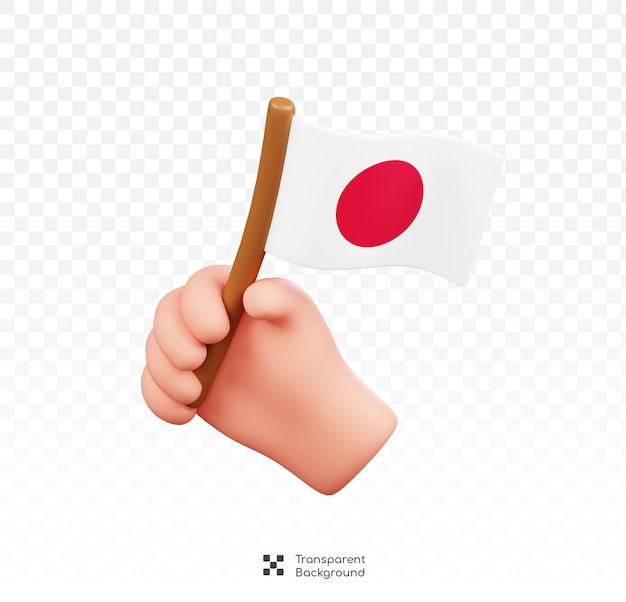 Hand holding japan flag isolated symbols icons and culture of japan 3d rendering