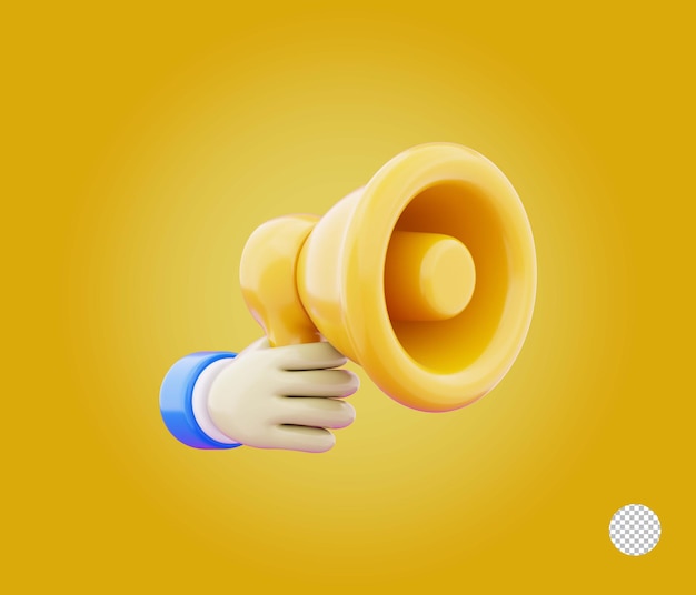 Hand holding a modern megaphone for announcement and communication icon illustration