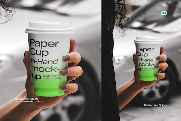 PSD hand holding paper cup