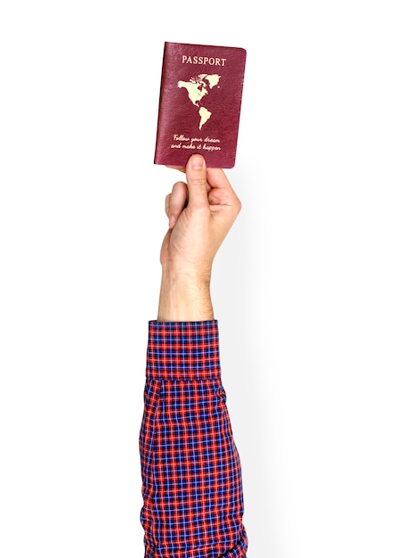 Hand holding passport