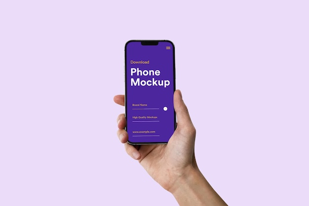 Mockup di telefono che tiene la mano