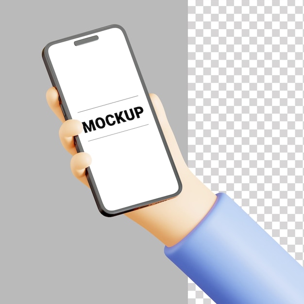 A hand holding a phone mockup