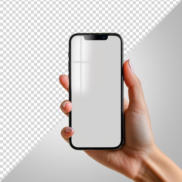 PSD hand holding smart phone mockup png