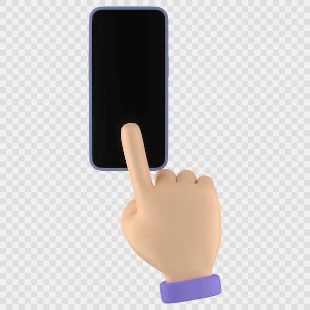 PSD hand holding smartphone 3d icon