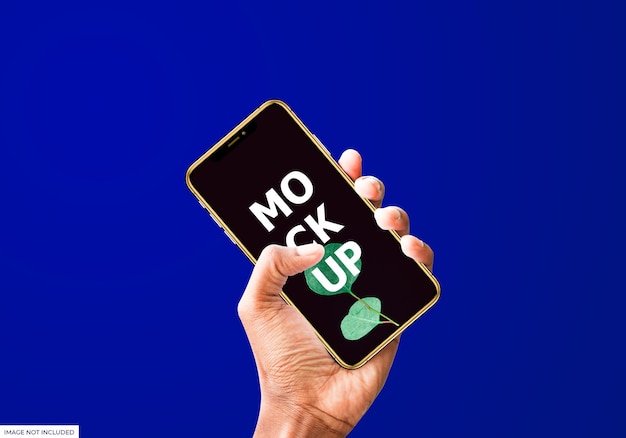 Hand holding a smartphone mockup and android mobile mockup