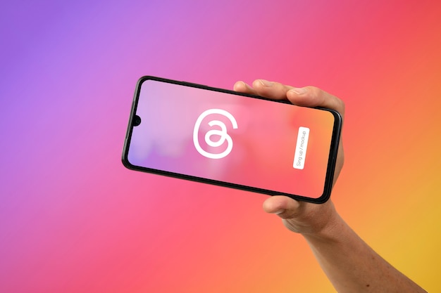 hand holding smartphone  mockup