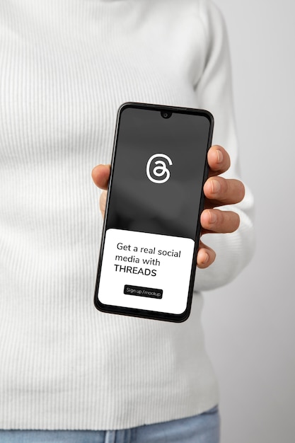 Hand holding smartphone  mockup