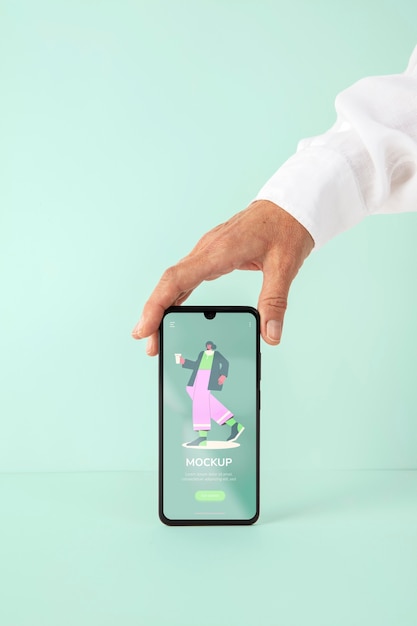 hand holding smartphone  mockup