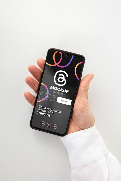 Hand holding smartphone  mockup