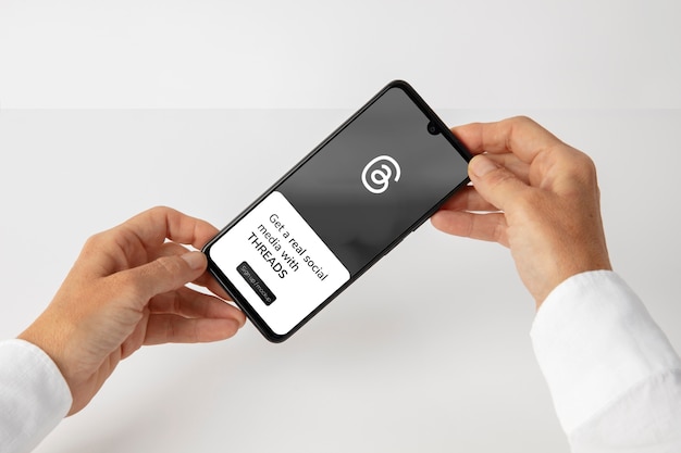 hand holding smartphone mockup