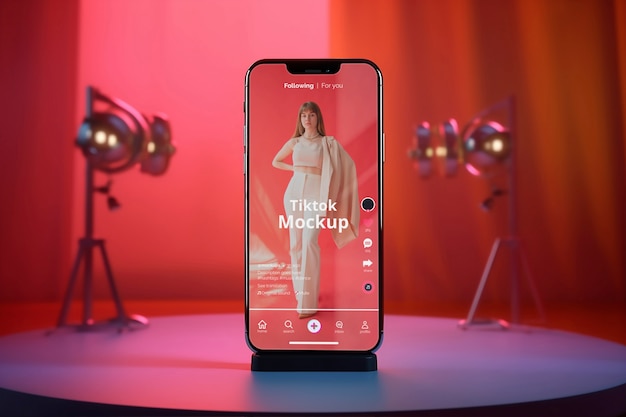 手持ちのスマートフォンのモックアップ