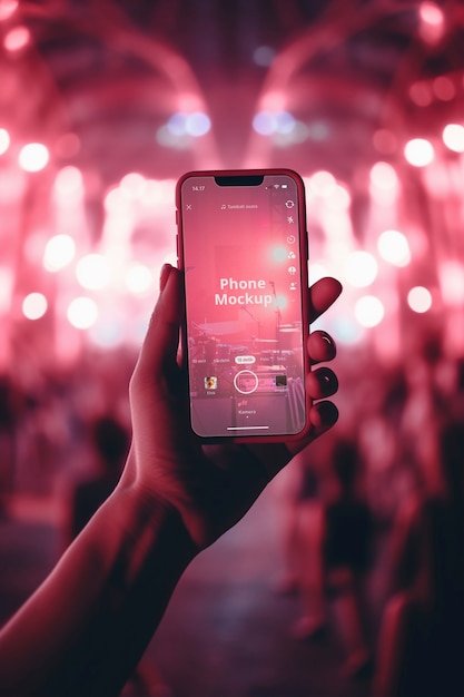 PSD hand holding smartphone mockup