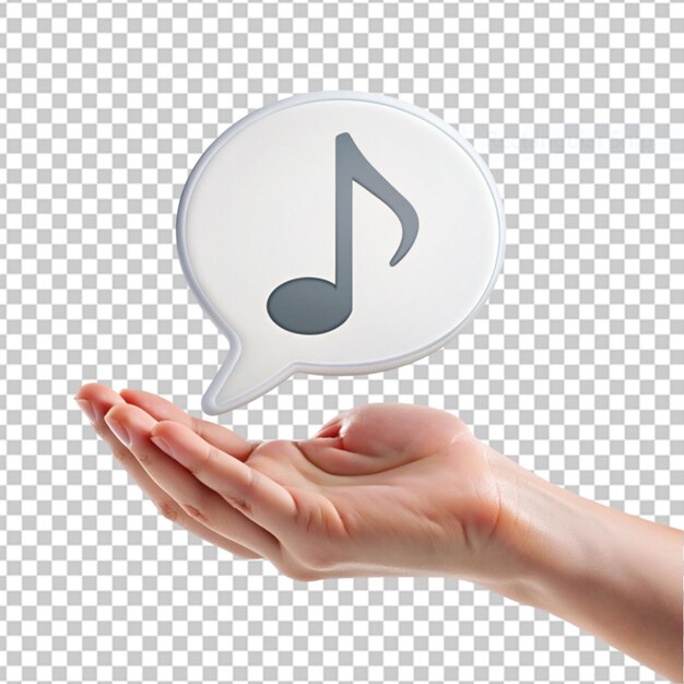 PSD hand holding speech bubble with music note