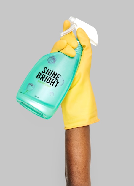 PSD hand holding spray bottle