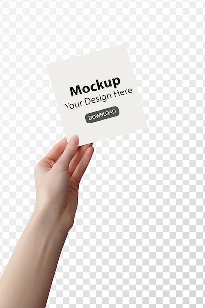 hand holding a square card mockup for advertising and presentation purposes
