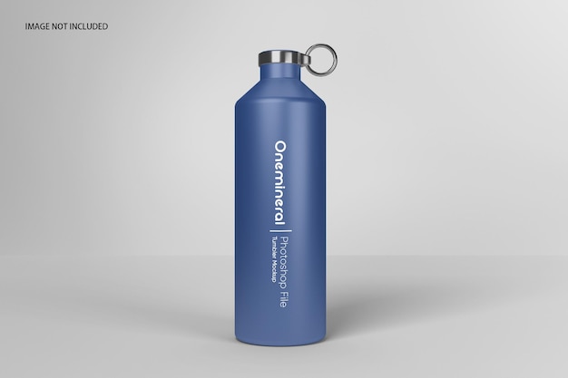 Hand holding stainless steel water bottle mockup