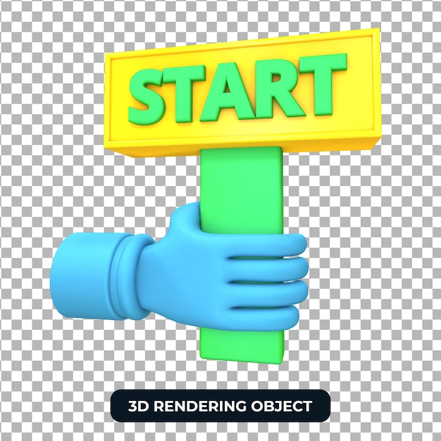 PSD 손을 잡고 시작 기호 3d 렌더링 절연
