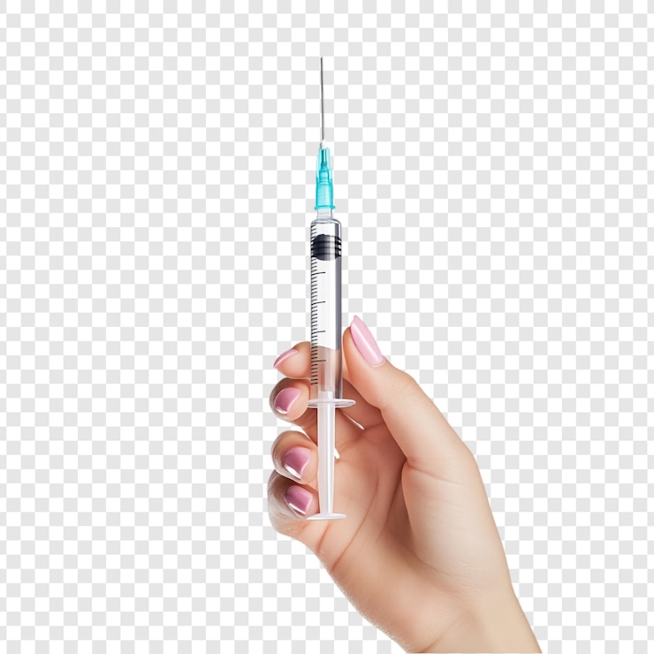 PSD hand holding a syringe medical image