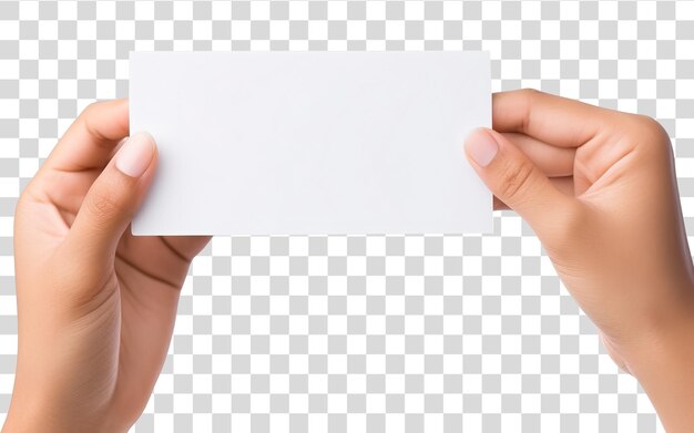 PSD hand holding white sheet of paper isolated on transparent backgroundpng