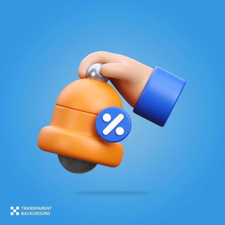 PSD a hand holding a yellow bell notification