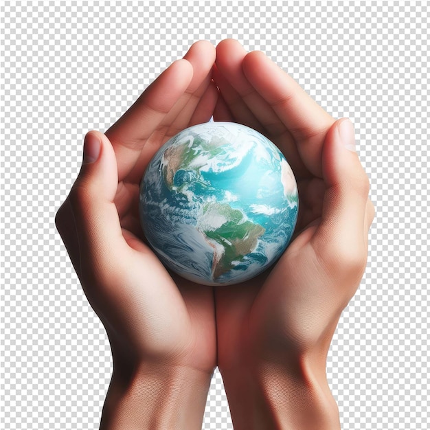 PSD a hand holds a globe with the world on it
