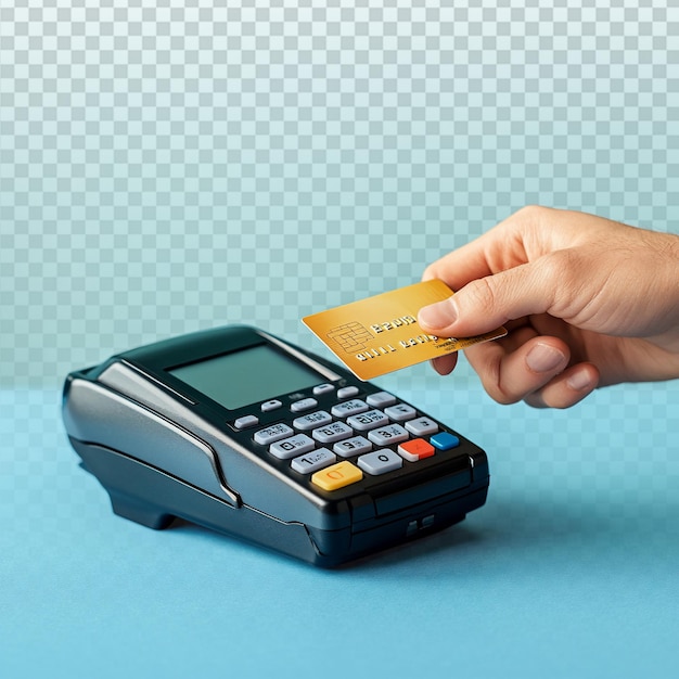 Hand houdende creditcard bij POS-machine bij winkelbalie