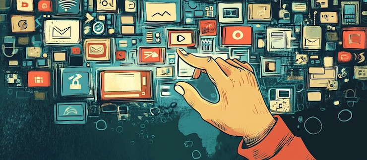 PSD hand interacting with digital interface