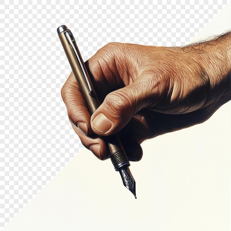 PSD a hand is holding a pen and a pen
