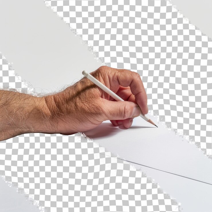 PSD a hand is writing on a piece of paper with a pen in it