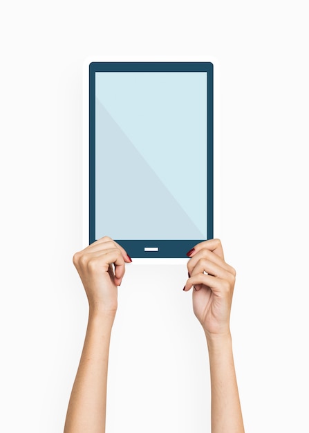 Hand met een digitale tablet