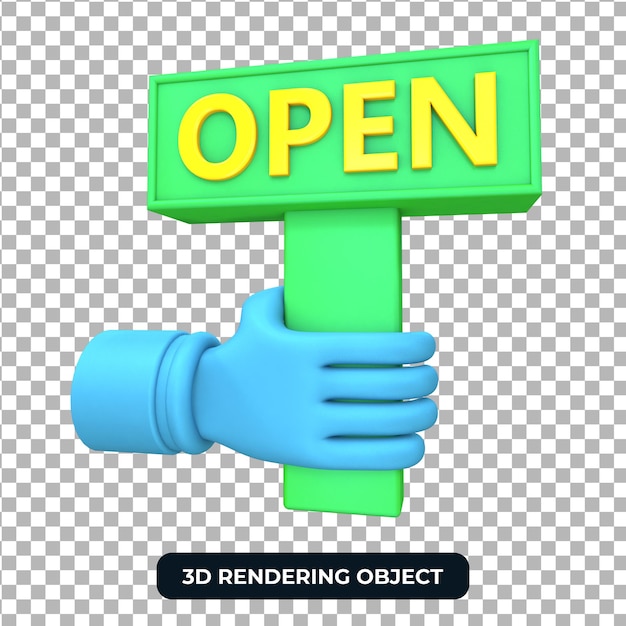 Hand met open teken 3d render geïsoleerd