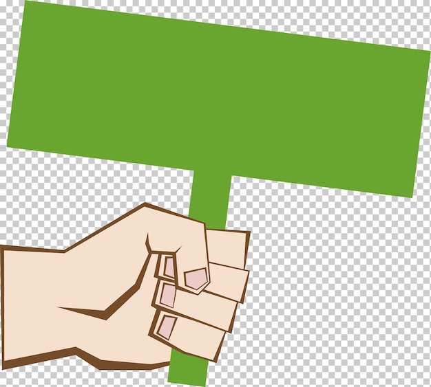 Hand met reclametagbanner