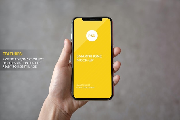 Hand met smartphone mockup