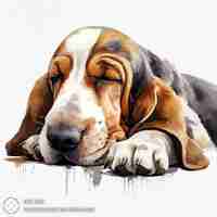 PSD hand painted basset hound dog watercolor