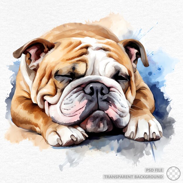 Hand painted bulldog watercolor