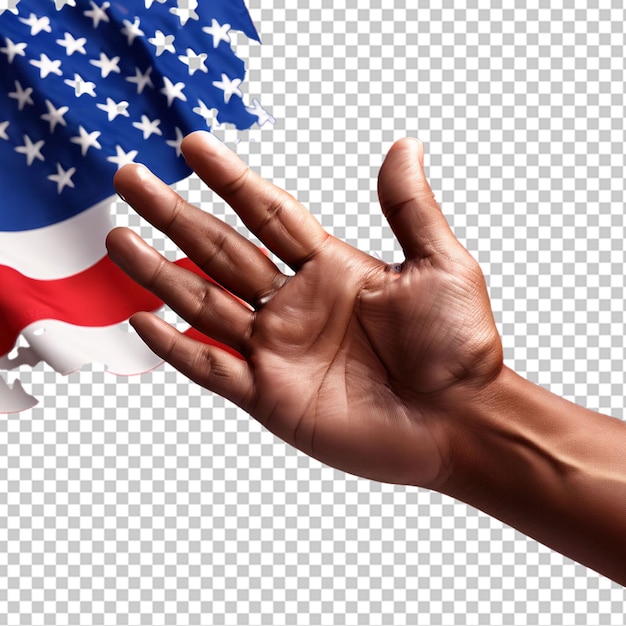 Hand painted flag of us doing a handshake