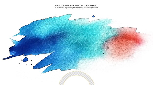 PSD hand painted watercolor abstract watercolor on transparant background