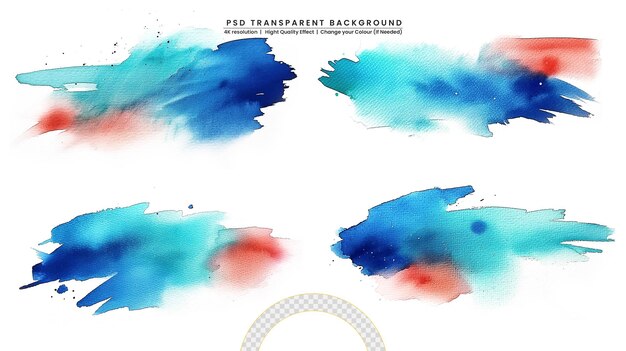 PSD hand painted watercolor abstract watercolor on transparant background