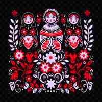 PSD legno dipinto a mano con arte popolare russa borderlines design g scribble tradition art pattern line